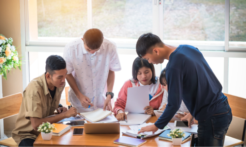 Students working as a group